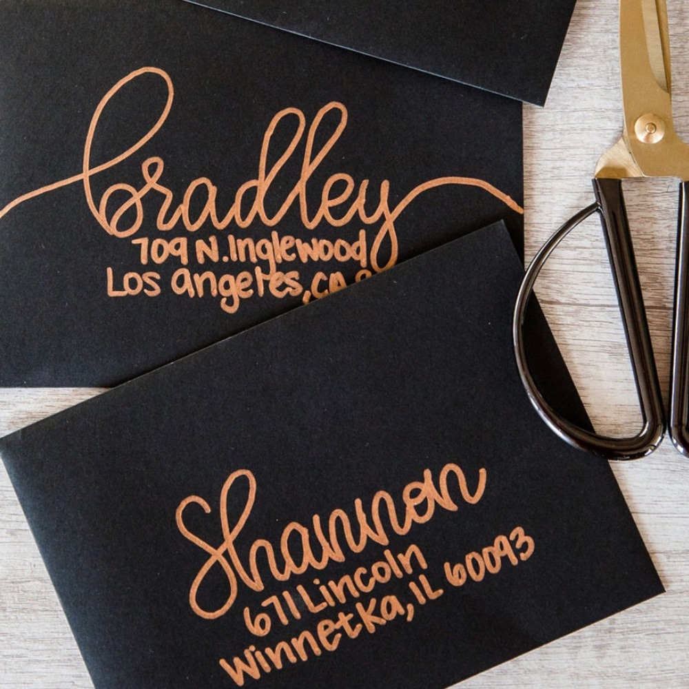 3 Hand lettered envelopes